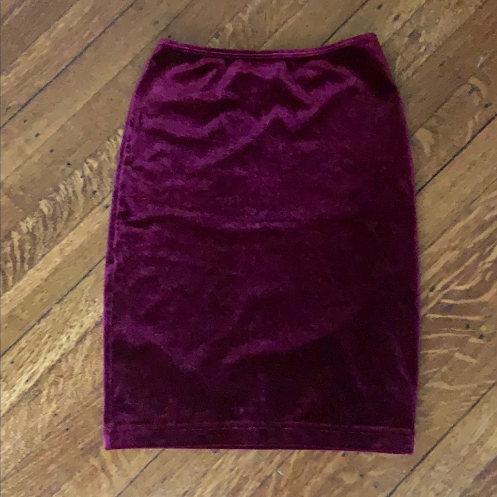 American Apparel red velvet pencil skirt